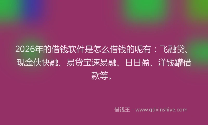 2026年的借钱软件是怎么借钱的呢有：飞融贷、现金侠快融、易贷宝速易融、日日盈、洋钱罐借款等。