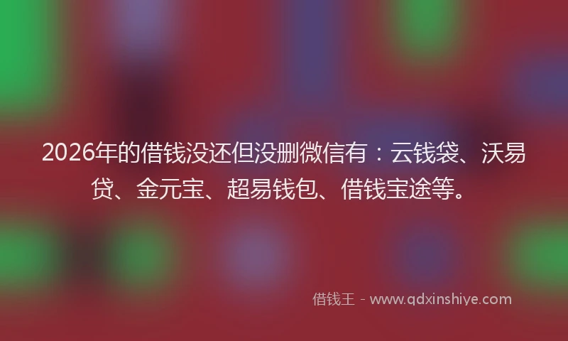2026年的借钱没还但没删微信有:云钱袋、沃易贷、金元宝、超易钱包、借钱宝途等。