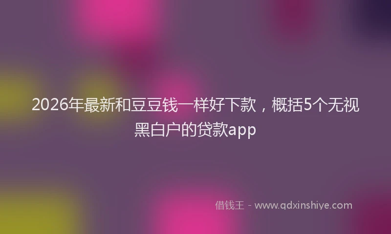 2026年最新和豆豆钱一样好下款，概括5个无视黑白户的贷款app