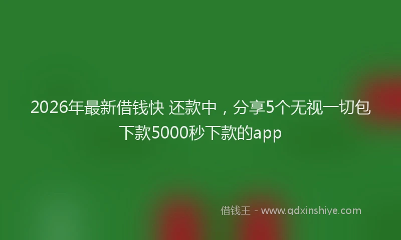 2026年最新借钱快 还款中，分享5个无视一切包下款5000秒下款的app
