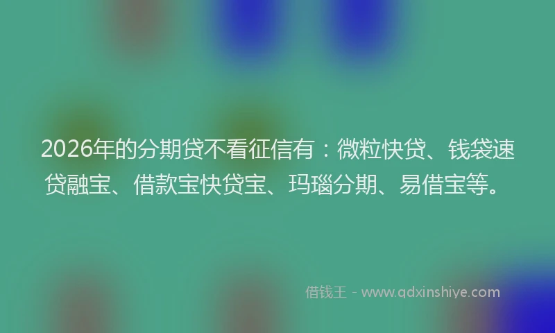 2026年的分期贷不看征信有：微粒快贷、钱袋速贷融宝、借款宝快贷宝、玛瑙分期、易借宝等。