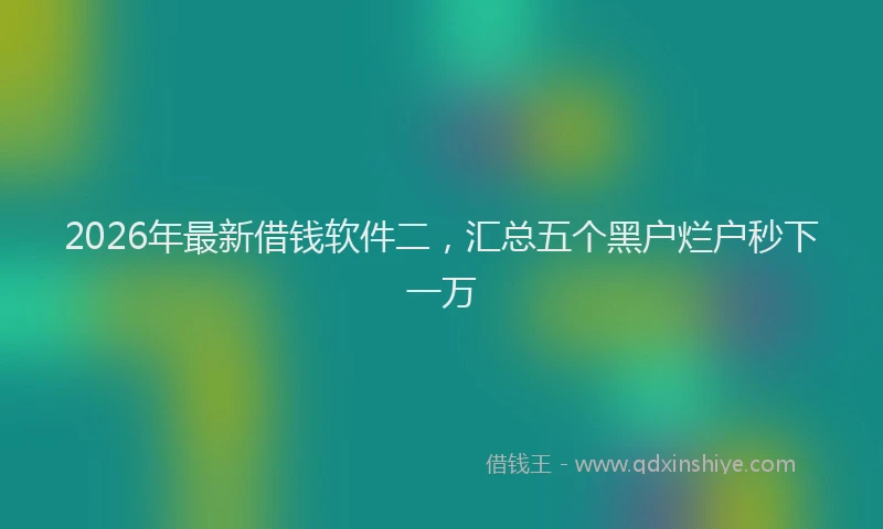 2026年最新借钱软件二，汇总五个黑户烂户秒下一万