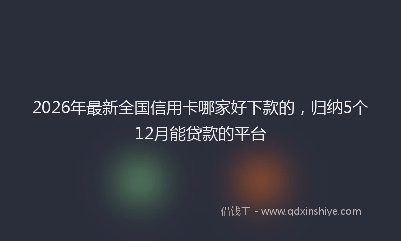 2026年最新全国信用卡哪家好下款的，归纳5个12月能贷款的平台