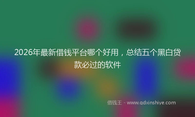 2026年最新借钱平台哪个好用,总结五个黑白贷款必过的软件