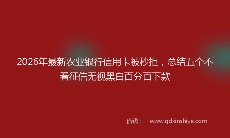 2026年最新农业银行信用卡被秒拒，总结五个不看征信无视黑白百分百下款