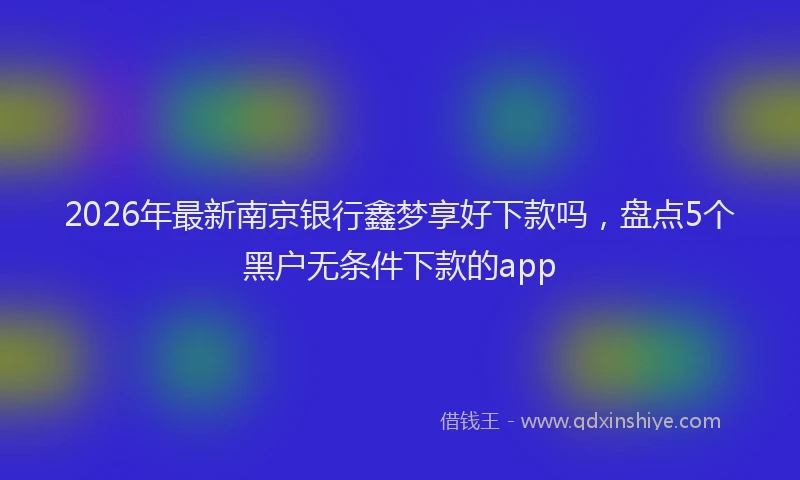 2026年最新南京银行鑫梦享好下款吗，盘点5个黑户无条件下款的app