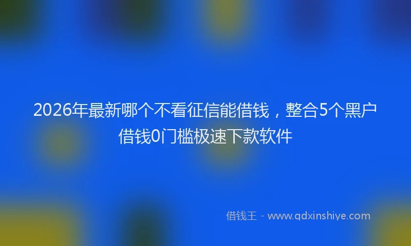 2026年最新哪个不看征信能借钱，整合5个黑户借钱0门槛极速下款软件