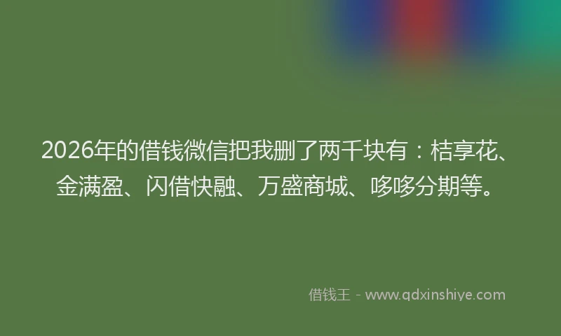 2026年的借钱微信把我删了两千块有：桔享花、金满盈、闪借快融、万盛商城、哆哆分期等。