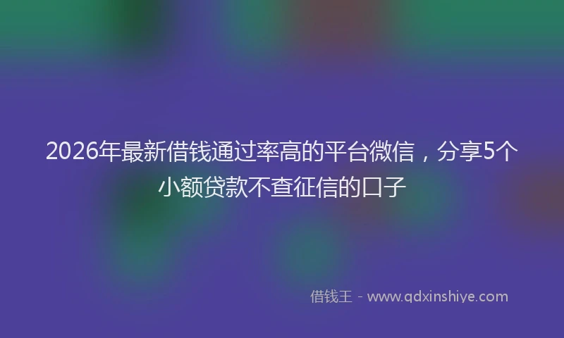 2026年最新借钱通过率高的平台微信,分享5个小额贷款不查征信的口子