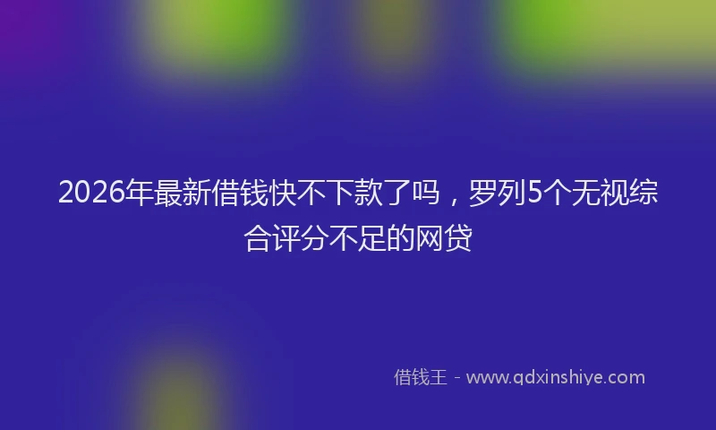 2026年最新借钱快不下款了吗，罗列5个无视综合评分不足的网贷