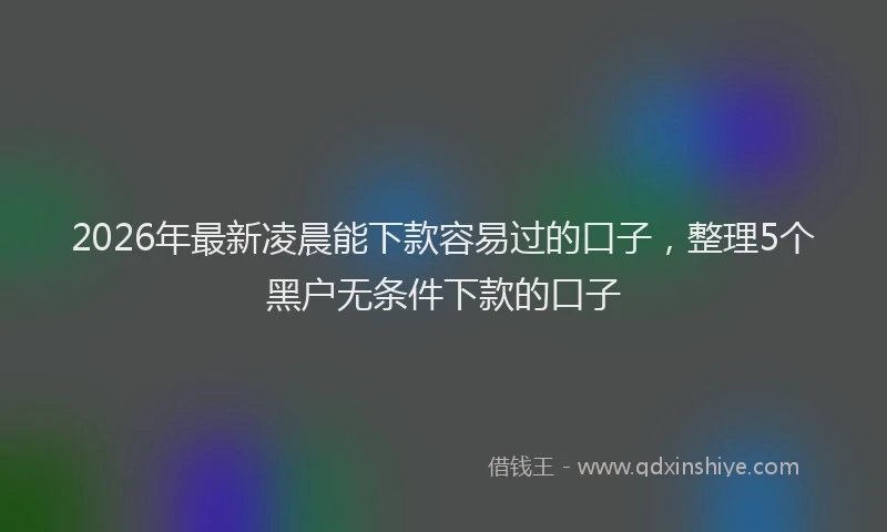 2026年最新凌晨能下款容易过的口子，整理5个黑户无条件下款的口子