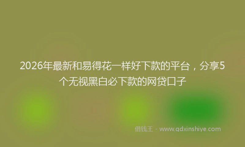2026年最新和易得花一样好下款的平台，分享5个无视黑白必下款的网贷口子