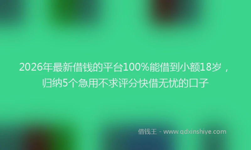 2026年最新借钱的平台100%能借到小额18岁，归纳5个急用不求评分快借无忧的口子