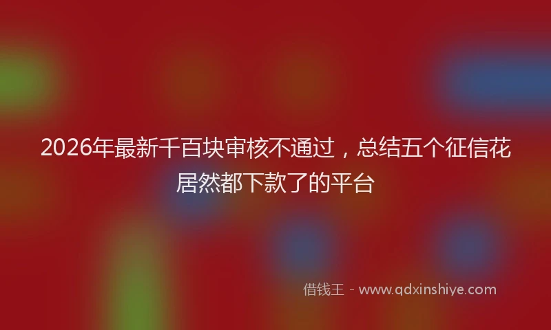 2026年最新千百块审核不通过,总结五个征信花居然都下款了的平台