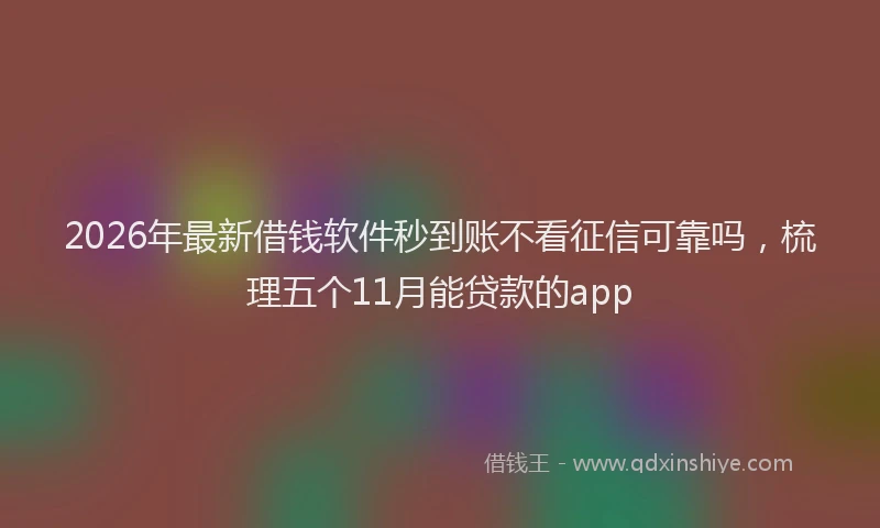 2026年最新借钱软件秒到账不看征信可靠吗，梳理五个11月能贷款的app