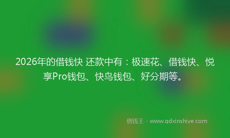 2026年的借钱快 还款中有：极速花、借钱快、悦享Pro钱包、快鸟钱包、好分期等。