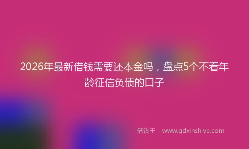 2026年最新借钱需要还本金吗，盘点5个不看年龄征信负债的口子