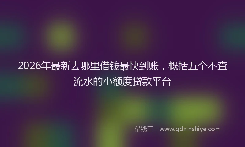 2026年最新去哪里借钱最快到账，概括五个不查流水的小额度贷款平台
