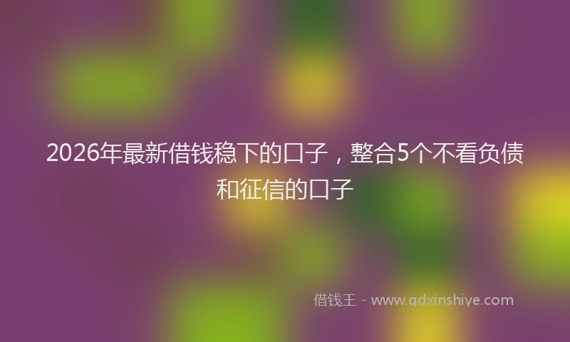 2026年最新借钱稳下的口子，整合5个不看负债和征信的口子