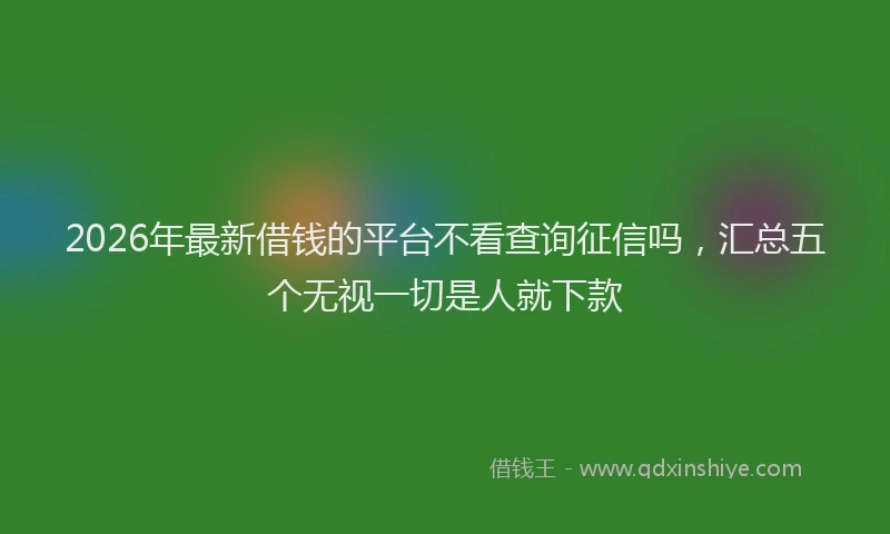 2026年最新借钱的平台不看查询征信吗,汇总五个无视一切是人就下款