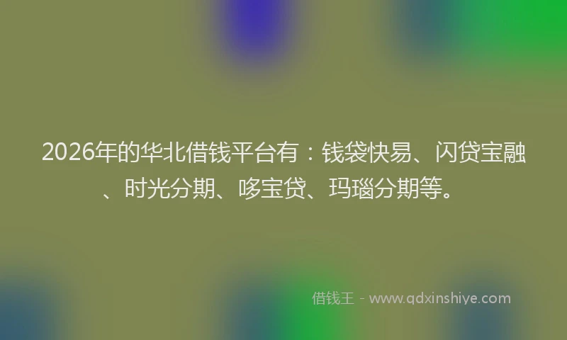 2026年的华北借钱平台有：钱袋快易、闪贷宝融、时光分期、哆宝贷、玛瑙分期等。
