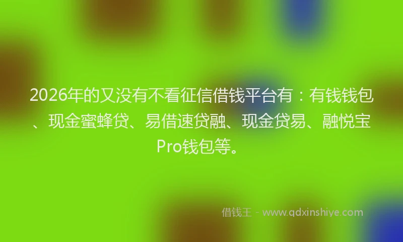 2026年的又没有不看征信借钱平台有：有钱钱包、现金蜜蜂贷、易借速贷融、现金贷易、融悦宝Pro钱包等。