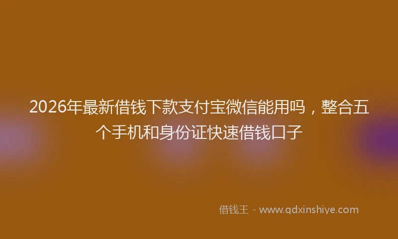 2026年最新借钱下款支付宝微信能用吗，整合五个手机和身份证快速借钱口子