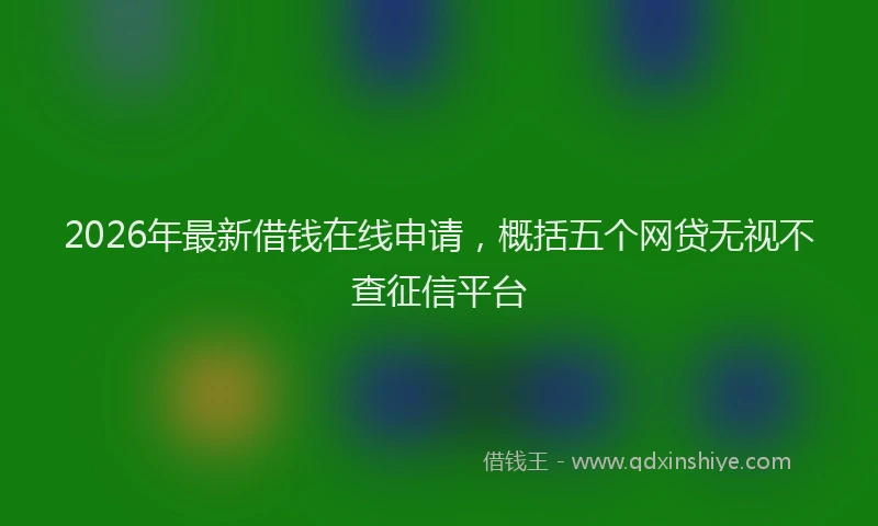 2026年最新借钱在线申请，概括五个网贷无视不查征信平台
