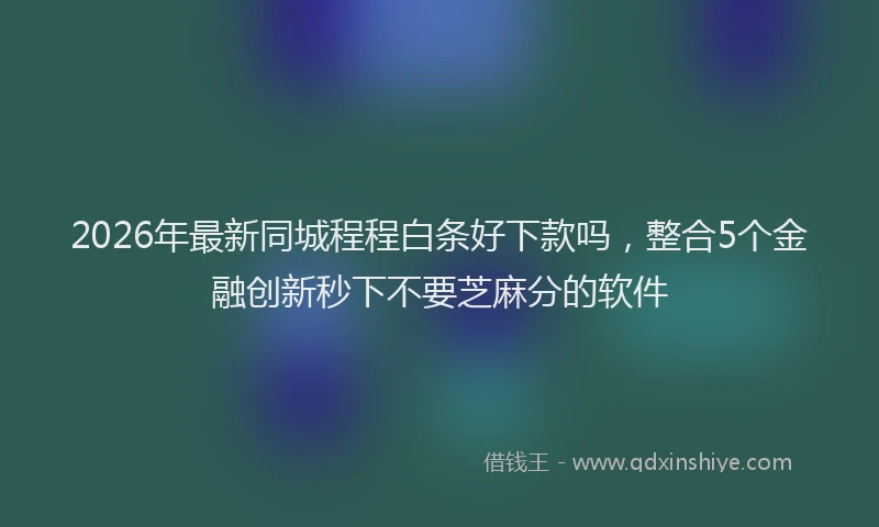 2026年最新同城程程白条好下款吗,整合5个金融创新秒下不要芝麻分的软件