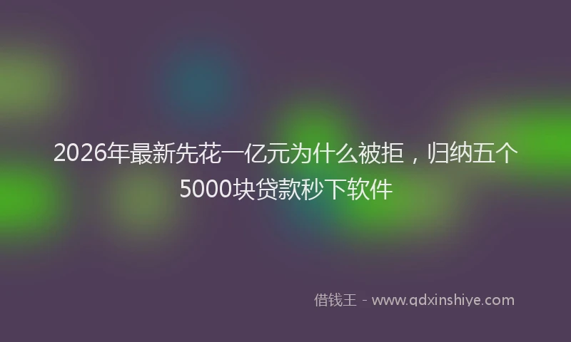 2026年最新先花一亿元为什么被拒，归纳五个5000块贷款秒下软件