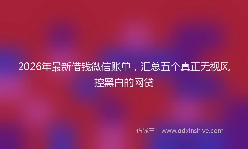 2026年最新借钱微信账单，汇总五个真正无视风控黑白的网贷