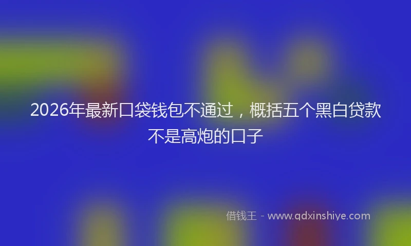 2026年最新口袋钱包不通过，概括五个黑白贷款不是高炮的口子