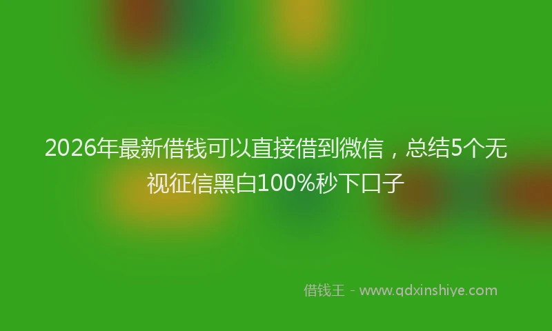 2026年最新借钱可以直接借到微信，总结5个无视征信黑白100%秒下口子