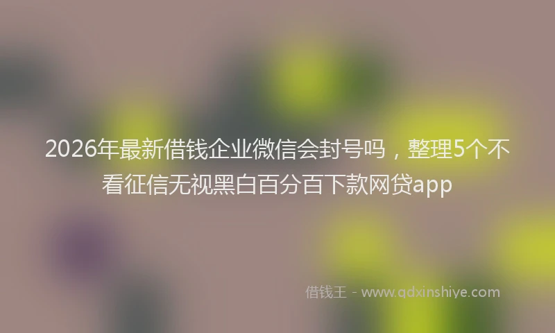 2026年最新借钱企业微信会封号吗，整理5个不看征信无视黑白百分百下款网贷app