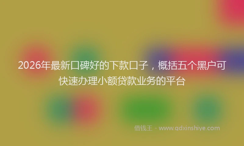 2026年最新口碑好的下款口子,概括五个黑户可快速办理小额贷款业务的平台