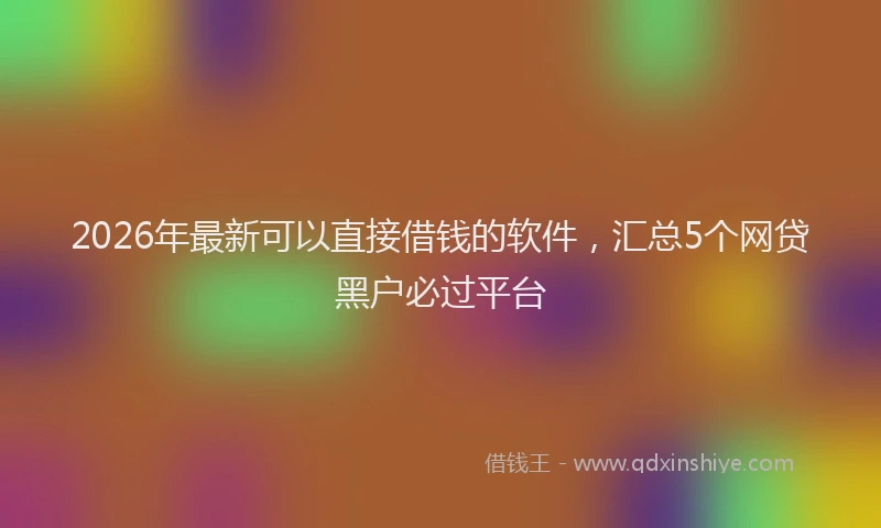2026年最新可以直接借钱的软件,汇总5个网贷黑户必过平台