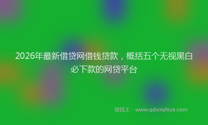 2026年最新借贷网借钱贷款，概括五个无视黑白必下款的网贷平台