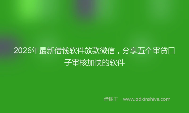 2026年最新借钱软件放款微信，分享五个审贷口子审核加快的软件