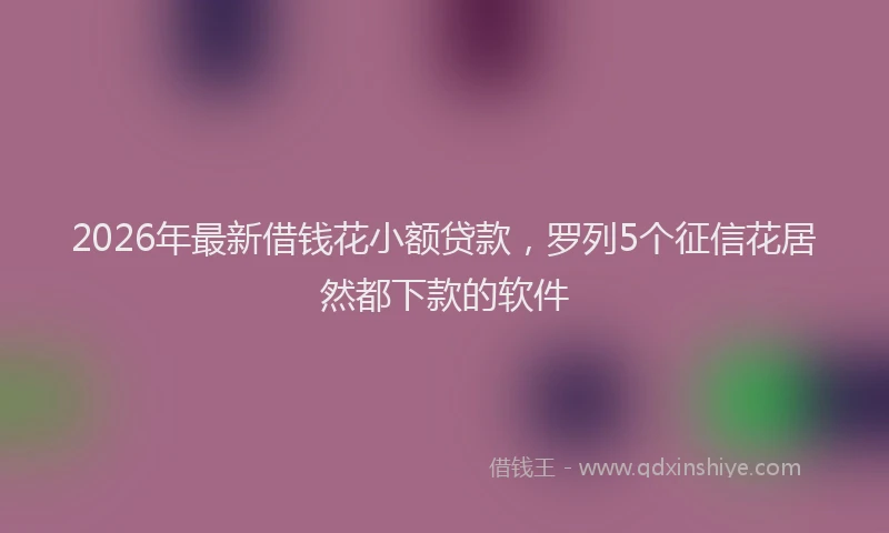 2026年最新借钱花小额贷款，罗列5个征信花居然都下款的软件