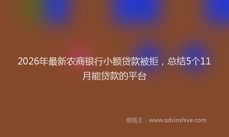 2026年最新农商银行小额贷款被拒，总结5个11月能贷款的平台