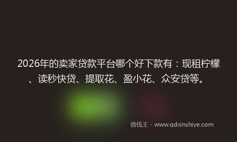 2026年的卖家贷款平台哪个好下款有:现租柠檬、读秒快贷、提取花、盈小花、众安贷等。