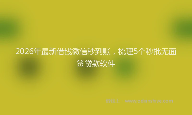 2026年最新借钱微信秒到账,梳理5个秒批无面签贷款软件