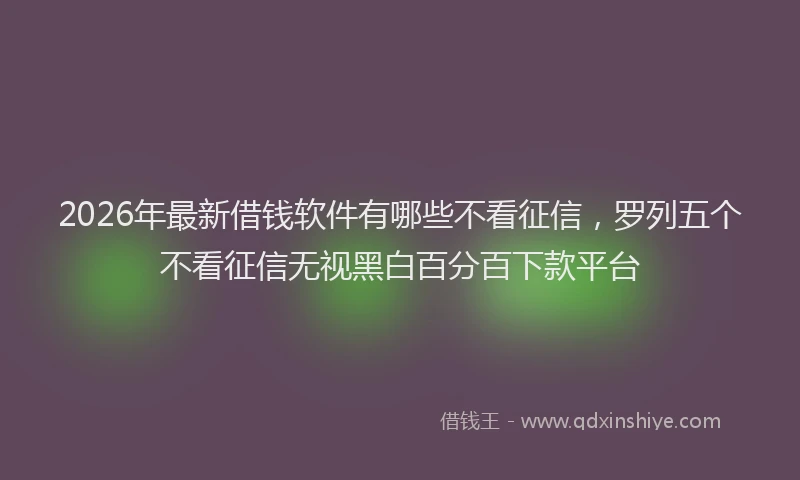 2026年最新借钱软件有哪些不看征信，罗列五个不看征信无视黑白百分百下款平台