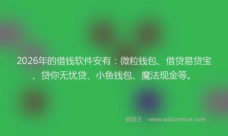 2026年的借钱软件安有：微粒钱包、借贷易贷宝、贷你无忧贷、小鱼钱包、魔法现金等。
