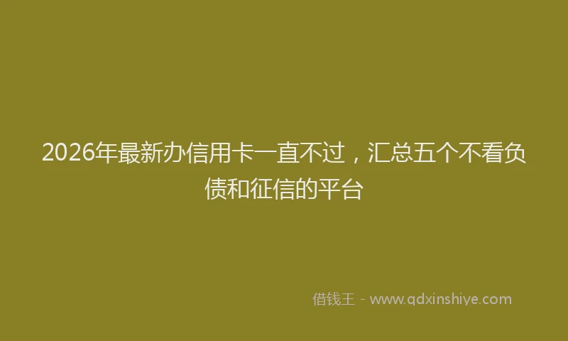 2026年最新办信用卡一直不过，汇总五个不看负债和征信的平台
