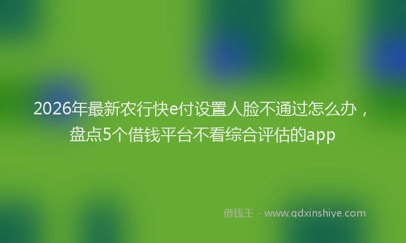2026年最新农行快e付设置人脸不通过怎么办,盘点5个借钱平台不看综合评估的app
