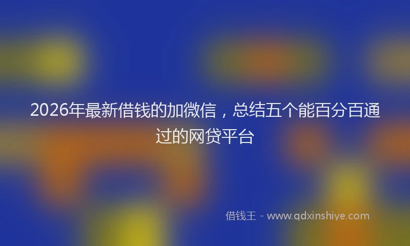 2026年最新借钱的加微信,总结五个能百分百通过的网贷平台