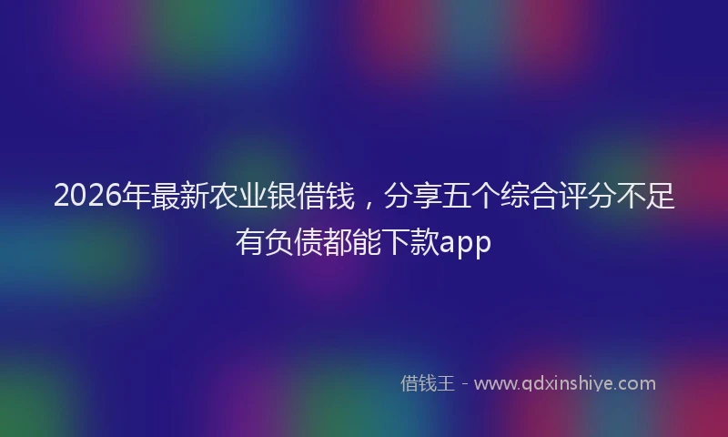 2026年最新农业银借钱，分享五个综合评分不足有负债都能下款app