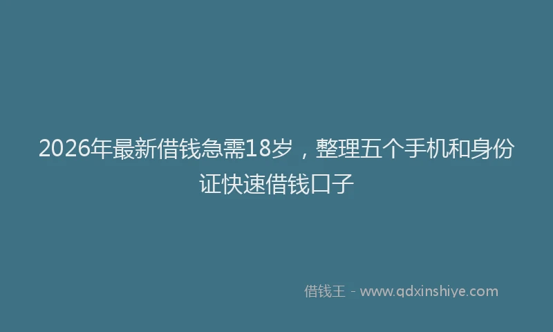 2026年最新借钱急需18岁，整理五个手机和身份证快速借钱口子