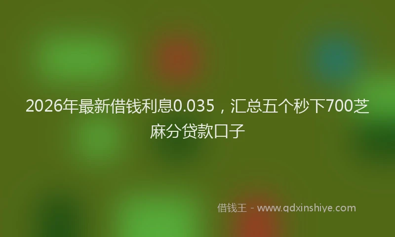 2026年最新借钱利息0.035,汇总五个秒下700芝麻分贷款口子